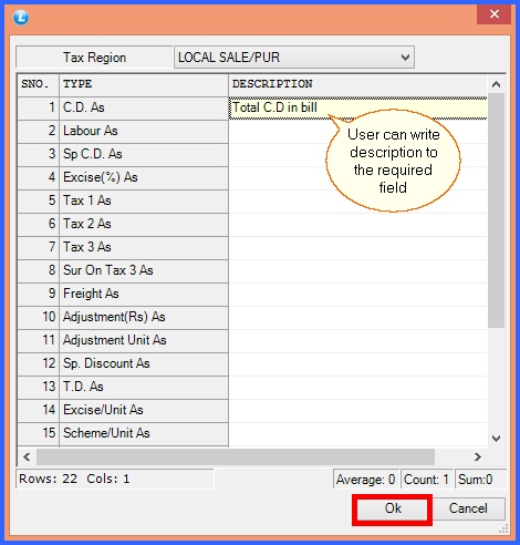 fmcg sale voucher configuration foot total details